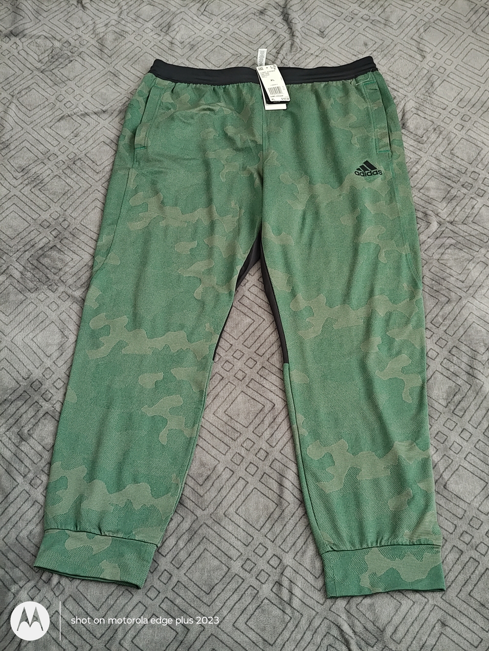 Adidas Men's Green Camo Joggers with Black Waistband DM1565 Size XL